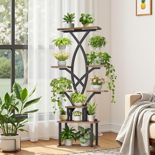 Plant Stand Indoor with Grow Lights - 8 Tiered Plant Shelf with Storage Drawer, 65" Tall Plant Shelf with Grow Light & 2 Hooks, Corner Plant Stand for Indoor Plants, Metal Plant Holder for Home, Patio - Image 6