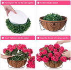 INSPRING Geraniums Artificial Flowers Hanging Basket for Outdoors Outside Decoration, 8 Bundles Silk Flowers Fake Plants Look Real UV Resistant for Porch Home Patio Balcony Yard, Hotpink - Image 6