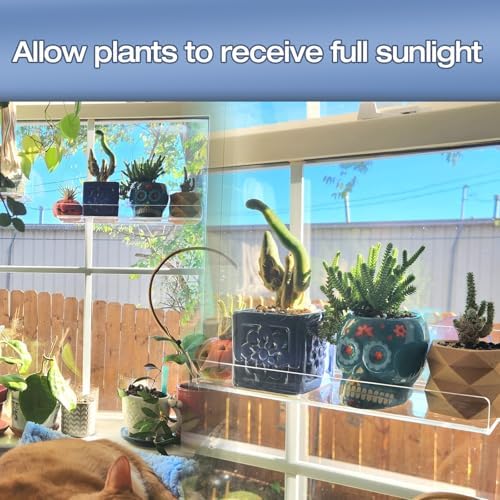 2-Pack 15 Inch Acrylic Window Boxes Plant Shelves, with Suction Cup Window Sill Extender, for Indoor/Outdoor Succulents, Micro Greens, Seed Starter Pots, Herb Planters - Image 6