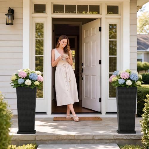 Flamaker 30“ Tall Plastic Planters with Drainage Holes Front Porch Set of 2 - Image 4