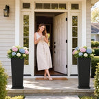 Flamaker 30“ Tall Plastic Planters with Drainage Holes Front Porch Set of 2 - Image 4