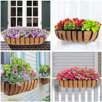 HFHOME 30" Deck Railing Planter Box with Horse Trough Coco Liners, Black Window Box Metal Hanging Flower Planters Baskets for Indoor, Outdoor, Balcony, Porch, Fence, Patio, and Lawn (Set of 2) - Image 5