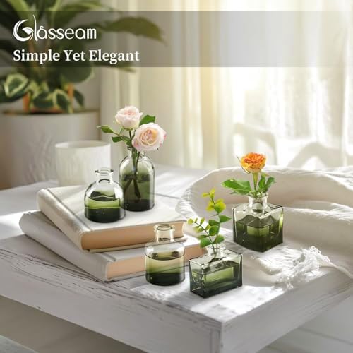 Glasseam Mini Glass Flower Vases: Set of 40 Small Green Bud Vases in Bulk - Image 6