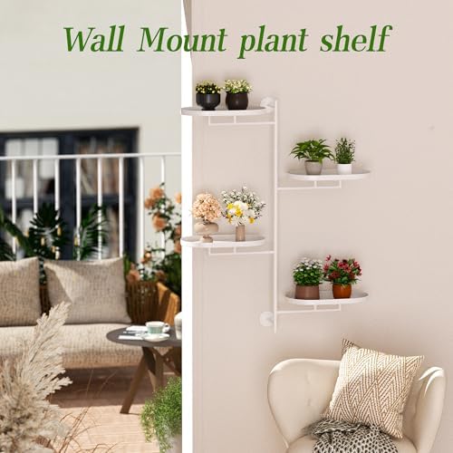 YQSLYSF Window Rotating Plant Stand Shelf Indoor White Metal Floating Shelves 4-Tier Wall Mount Plant hanger Holders for Wall Planter Modern Home Decor window sill gifts - Image 7