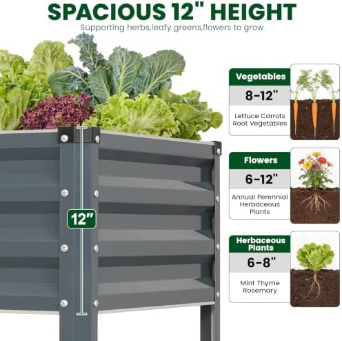 1MORE Raised Garden Bed with Leg,48×24×32in Elevated Planter Bed Grey,1Pcs - Image 6