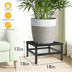 Plant Stand Indoor Outdoor, 2-Pack 18 Inch Heavy Duty Plant Stands Riser Metal Pedestal Stand for Large Flower Pot, Wrought Iron Flower Stand Display Planter Shelf for Living Room, Patio - Image 2