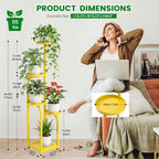 TOSKING Tall 5-Tier Square Plant Stand Indoor Outdoor, Anti-Tip, Yellow - Image 3