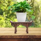 POPETPOP Wooden Display Stand Vase Base Rectangular Flowerpot Stand for Buddha Statue Home Decor Accent 9.05 X 4.84 X 3.54 in Wooden Pedestal for Shelf Table Office - Image 7