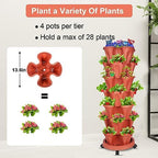 GameXcel Vertical Planter Tower - 7 Tier Stackable Garden Planters with Wheels and Garden Tool Set Plant Pots for Strawberry Herb Flower and Vegetable Indoor Outdoor Use Red - Image 6