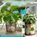 10 Inch Clear Nursery Pots with Drainage and Sacuers, 4 Pack Plastic Pots for Plants Indoor Outdoor, Large Clear Pots for Flowers, Succulents (10inx4pcs) - Image 4