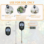 7-in-one Soil Test Kit, Soil Moisture Meter/PH Meter/Sunlight Intensity/Fertility Soil Tester, LCD Display Air & Soil Hygrometer Temperature for Garden, Farm, Lawn Care Moisture Meter for Hous Plants - Image 6