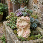 Elenon 9'' High Girl Face Planter Resin Succulent Pot - Image 6