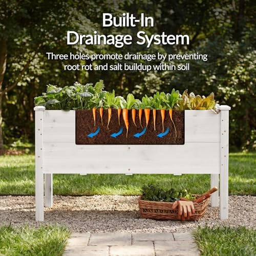 Best Choice Products 48" x 24" x 30" Raised Garden Bed with Extra Deep 16" Depth, Elevated Wood Planter Box Stand for Backyard, Patio, Balcony, Natural Fir Wood - White - Image 5