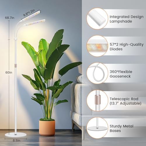 Kullsinss Tall Grow Lights for Indoor Plants with Stand, 2-Head 114 LEDs - Image 6