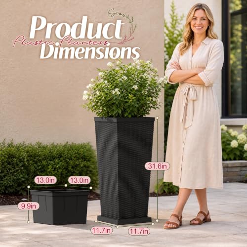 Flamaker 30“ Tall Plastic Planters with Drainage Holes Front Porch Set of 2 - Image 2
