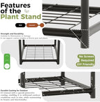 Bamworld Plant Stand Outdoor Metal Plant Shelf for Multiple Plants Large Plant Holder Waterproof for Garden Living Room Patio Morden Home Decor Gardening Gifts - Image 4