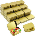 40 Pack 3.8 Inch Metal Tins with Hinged Lid, Rectangular Hinged Tins for Candles, Keys, Cosmetics, Candy, Jewelry, Craft (3.8 x 2.45 x 0.8 Inch, Golden) by Unknown