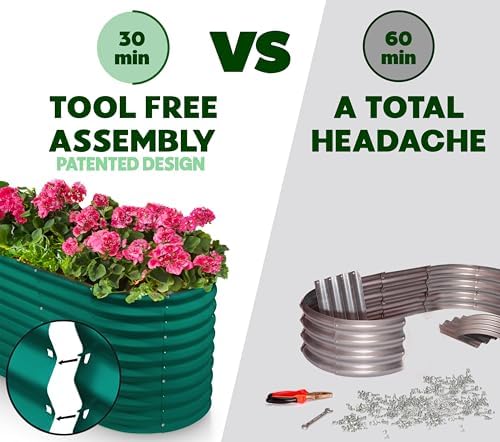 Plant & Plot Galvanized Raised Garden Beds Outdoor // 6×2×2 ft Planter Raised Beds for Gardening, Vegetables, Flowers // Large Metal Garden Box (Dark Green) // Patented Tool-Free Design - Image 2