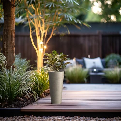 Kante Weathered Concrete Planter 15.8" Tall All-Weather Round Accent Pot - Image 5