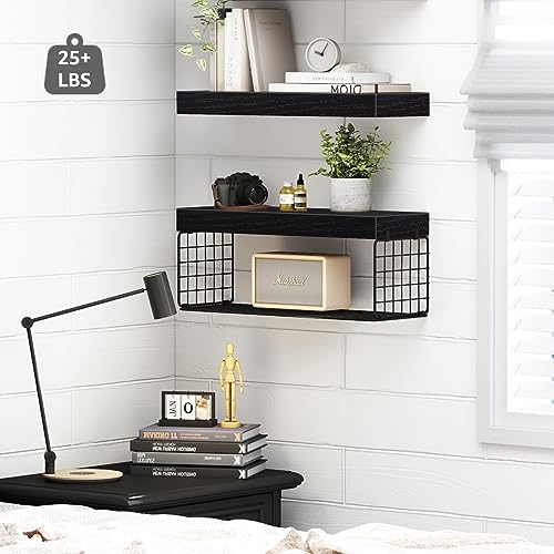 QEEIG Bathroom Shelves Over Toilet Wall Mounted (Black, Set of 2, 15.7") - Image 4