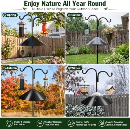 Gtongoko Squirrel Proof Bird Feeder Pole, 92" Shepherds Hook with Baffle - Image 7