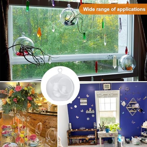 40 Pcs 4 Inch Hanging Acrylic Globes Orbs, Clear Ornaments Balls, Tealight Candle Holder for Wedding, Christmas, Party, Centerpiece Accessory and Home Decor by KUKLIPJIM. - Image 7