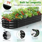Black Oval Raised Garden Bed / Galvanized Steel Planter Box,6 x 2 x 1FT - Image 2