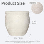 12" Dia Fiberstone Planter – Modern Farmhouse Indoor/Outdoor Flower Pot, Beige Container with Grainy Matte Texture & Built-in Drainage Hole | Decorative Pot for Patio, Porch, Garden - Image 3