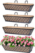 hehimhis Window Planter Box with Adjustable Bracket and Coco Liner for Porch, 24 Inch 4 Pack Balcony Planters Railing Hanging,Fence, Patio Hanging Planters for Garden Outdoor by Hehimhishome