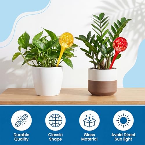 Plant Watering Globes, 6pcs Automatic Glass Watering Bulbs, Decorative Garden Watering Glass drip Ball with 6 Tags - Image 4