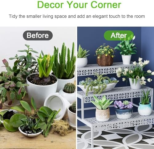 Garden 4 you 3-Tier Rectangular Metal Plant Stand, Ladder Flower Pot Rack - Image 3