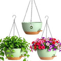 10 Inch Self-Watering Hanging Planters Set of 3 with Saucers by Areutxbis