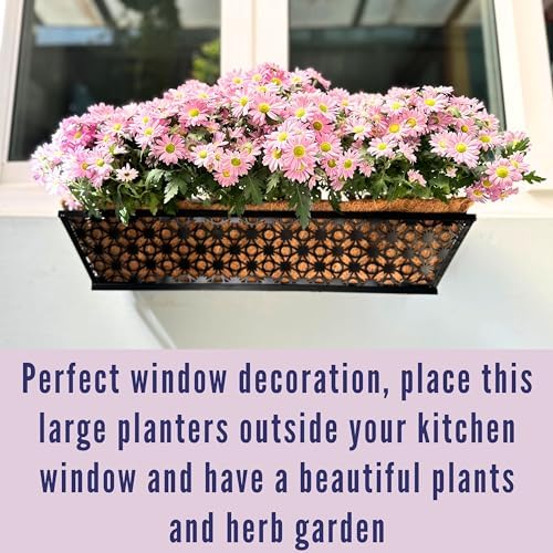 LaLaGreen Deck Wall Planter (24 in, 4 Pack) Black Horse Trough Window Box - Image 5