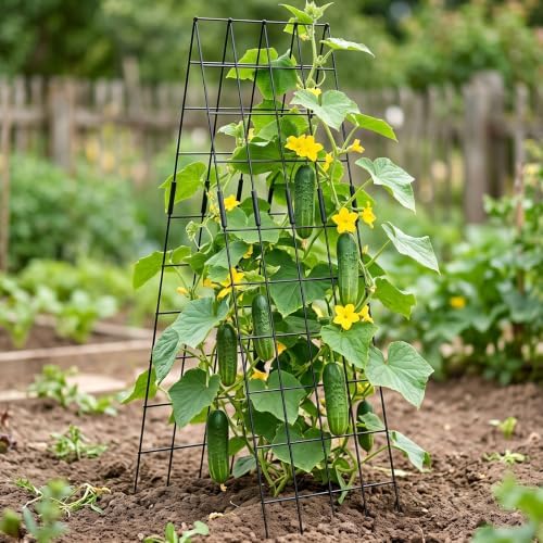 DoCred 59" H Cucumber Trellis, 2 Pack Foldable A Frame Garden Trellis - Image 2