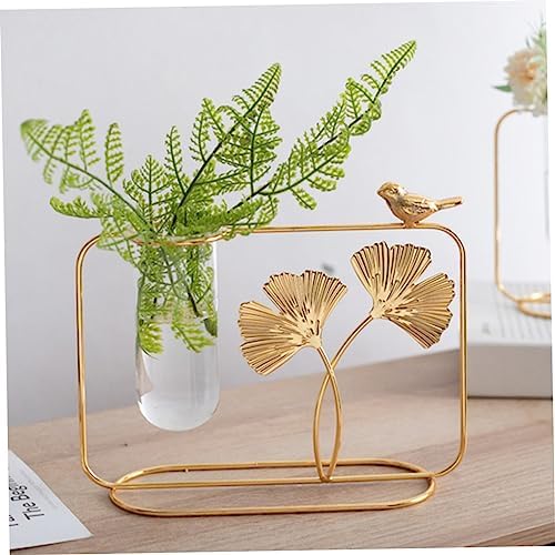 Xmas Nordic Ginkgo Leaf Glass Vase with Removable Tube Home Decor - Image 3