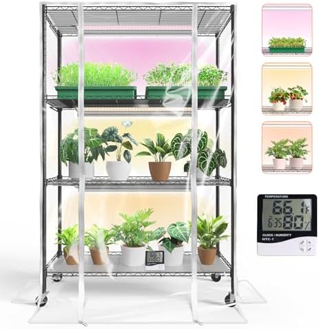 Bstrip 3-Tier Indoor Greenhouse with Grow Light, 35.4x13.8x59in by Bstrip