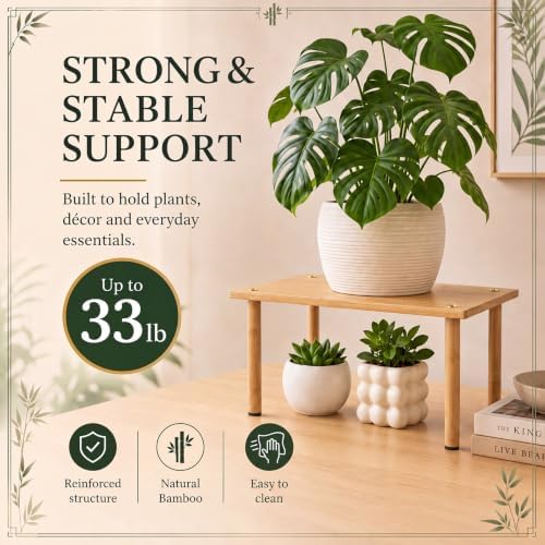 RattanView 16 Inch Bamboo Wood Display Riser 4-leg Plant Stand - Image 5