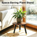 2-Pack Mid Century Plant Stand for Indoor Plants, Modern Wood Flower Pot Holder Stand for Living Room, Decorative Small Round Side Table for Balcony, Patio, Office, 8.9” High, Walnut - Image 3