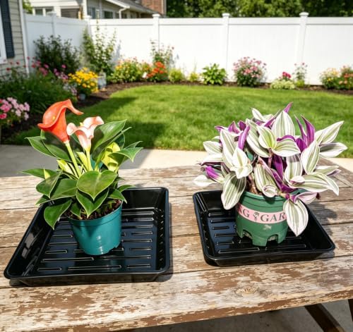 4 Pack 16" Square Plant Water Catcher Tray, Sturdy Plastic Saucer for Indoors Outdoor Flower Pots, Black - Image 6