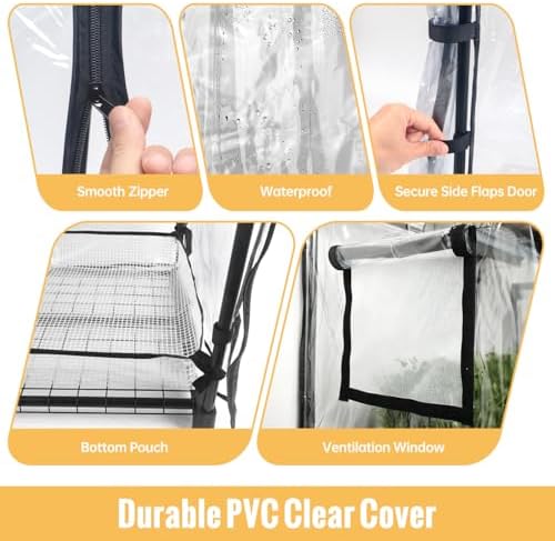 Indoor Greenhouse with Grow Light, 4-Tier Plant Stand, 27x19x59in - Image 3