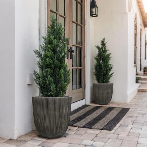 14.8" H Tapered Ribbed Large Plastic Planter with Drainage Hole & Plug - Image 5