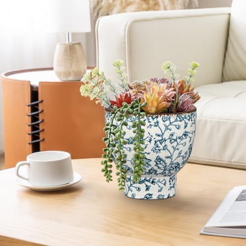 2Pcs Vintage Planter Ceramic Plants Pot for Plants Flowers Indoor Outdoor - Image 4