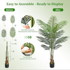 Yastouay 5.2 FT Artificial Plants Indoor, Tall Plant Palm Tree with Weighted Planter, Tropical Fake Tree with Realistic Leaves & Trunks for Home Office Living Room Bedroom Indoor Outdoor Decor - Image 4