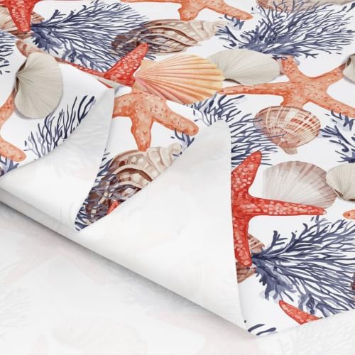 Seashells Fabric By The Yard, Ocean Starfish Upholstery Fabric for Chairs, - Image 6