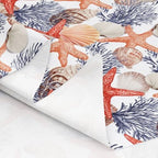 Seashells Fabric By The Yard, Ocean Starfish Upholstery Fabric for Chairs, - Image 6