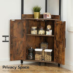 HOOBRO Corner Shelf with Storage, Tall Corner Cabinet, 5-Tier Bookshelf Stand, Storage Cabinet with Protective Fence, for Living Room, Rustic Brown and Black BF78CJ01 - Image 6