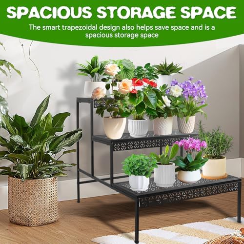 3 Tier Metal Plant Stand, Ladder Flower Pot Holder Plant Stands - Image 6