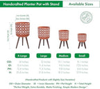 D'vine Dev Planter Pot with Wood Stand, 8 in, Terracotta/White, 88-G-A-5 - Image 3