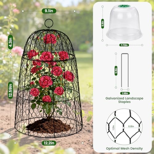 6 Pack XL Metal Garden Cloches for Plants, 17" Tall Chicken Wire Cloches - Image 2