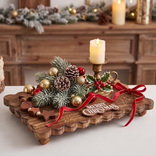 Scallop Wood Riser for Kitchen Counter, Brown, 16'' X 7.9'' X 1.6'', Square by Yookeer